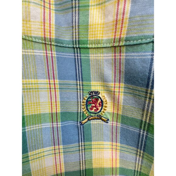 Tommy Hilfiger Mens Plaid Button-Down Shirt Size XL Yellow Green Long Sleeves - Picture 5 of 12